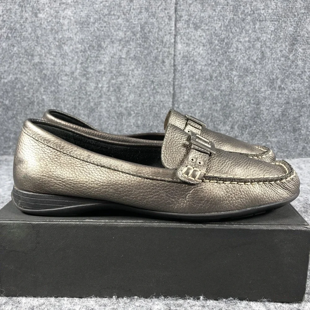 Naturalizer Shoes Womens‎ Size 8.5 M Metallic Pewter Pixie Loafers Driving Moc